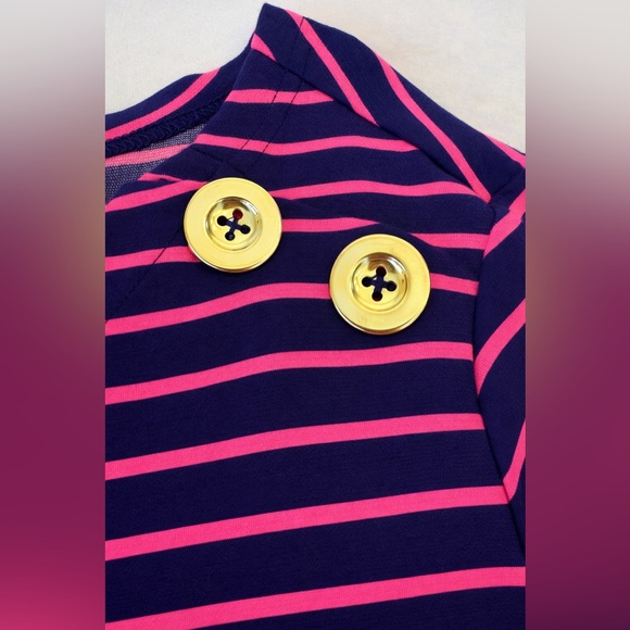 EUC! Sail to Sable Navy and Pink Striped Dress, sz M - Picture 3 of 9